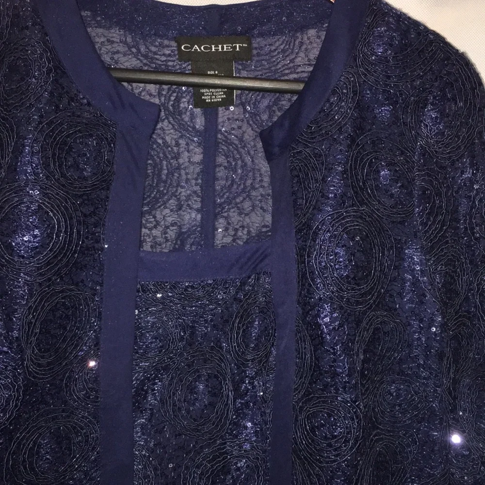 Cachet Blouse And Jacket Evening Wear Set Midnight Blue | Size 8